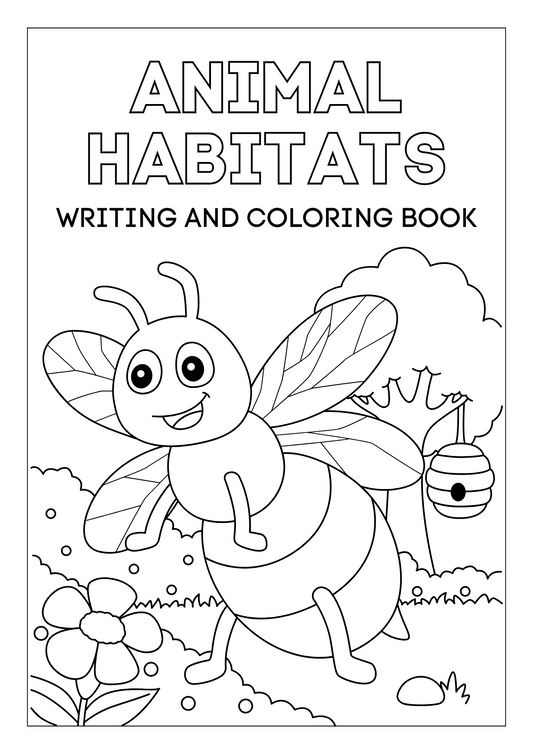 Animal habitats writing and coloring book